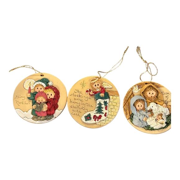 Vintage La Berge Christmas‎ Handmade Ornament Lot Of 3 Nativity Angel - Picture 1 of 6